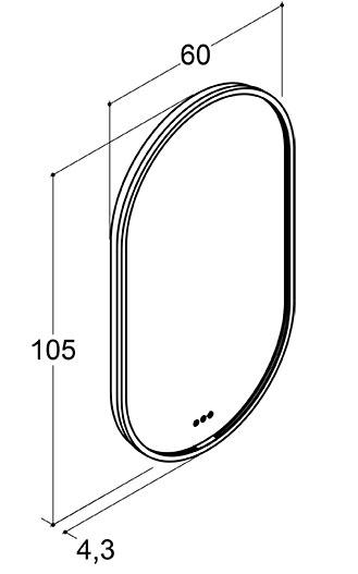 Dansani Moon spejl 105*60 m/lys og lysstyring - Hvid mat