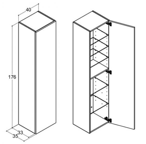 Dansani Luna Urban h&oslash;jskab 40 - H&oslash;jreh&aelig;ngslet - Varm eg