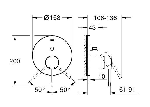 Grohe Essence komplet brusesystem med Rainshower 310 hovedbruser & SmartActive håndbrus til indbygning - Poleret Cool Sunrise