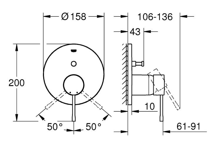 Grohe Essence komplet indbygningspakke til badekar m/SmartActive håndbruser - Børstet warm sunset