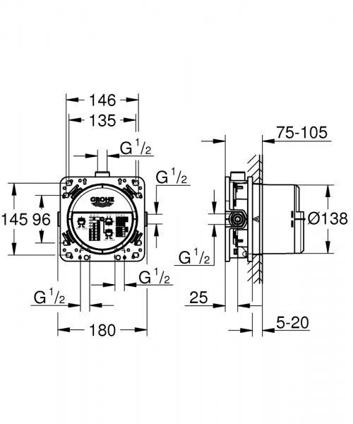 Grohe komplet indbygningspakke til badekar m/SmartActive og termostat - Mat sort