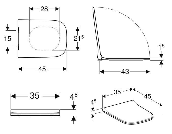 Geberit Smyle BTW gulvtoilet m/hvid Monolith cisterne