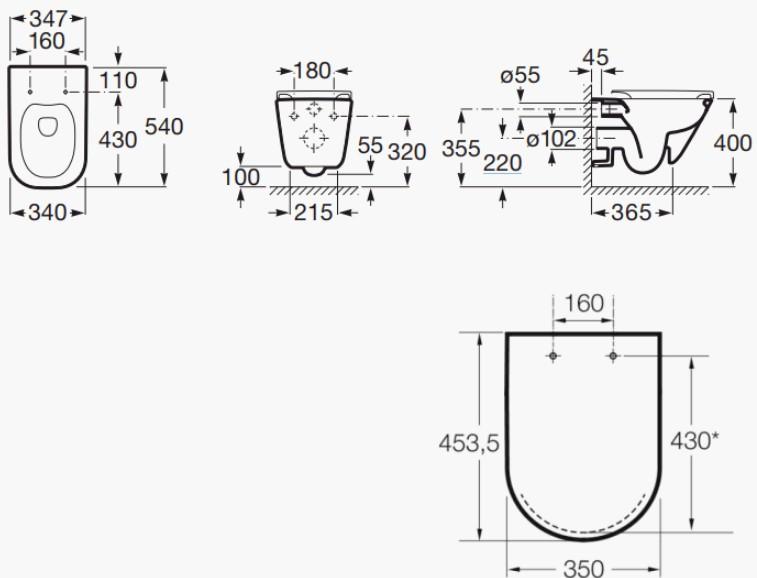 Laufen Roca Gap RIMless toiletpakke inkl. sæde m/soft-close, mellem cisterne og hvid betjening