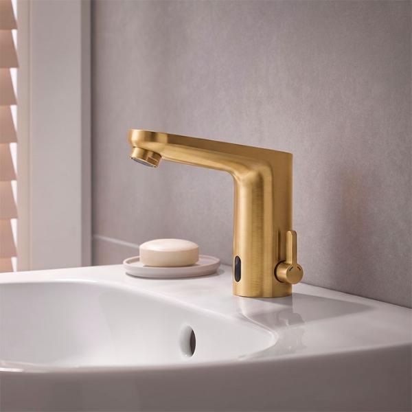 Grohe Eurosmart Cosmopolitan E berøringsfri vandhane m/batteri - Børstet Cool Sunrise Grohe Eurosmart Cosmopolitan E berøringsfri vandhane m/batteri - Børstet Cool Sunrise