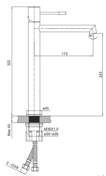 Hafa Shape bowlearmatur - Mat sort