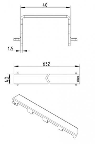 Blucher Waterline 700 mm afløb m/Copenhagen Line rist - Sort