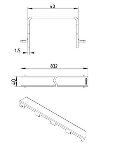 Blucher Waterline 900 mm afløb m/Copenhagen Line rist - Sort