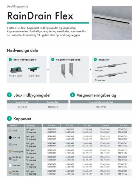 Hansgrohe RainDrain Flex 900mm afløb til fri placering - Mat hvid