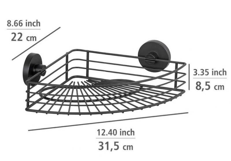 Wenko Bari hjørnebrusehylde - Mat sort - Skruefri