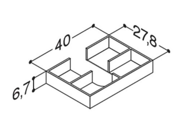 Dansani skuffeindsats m/udskræring - 40x28 cm - Egetræ