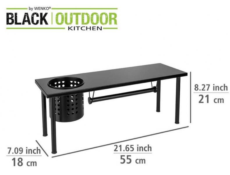 Wenko køkkenorganiser m/hylde og køkkenrulleholder - Mat sort