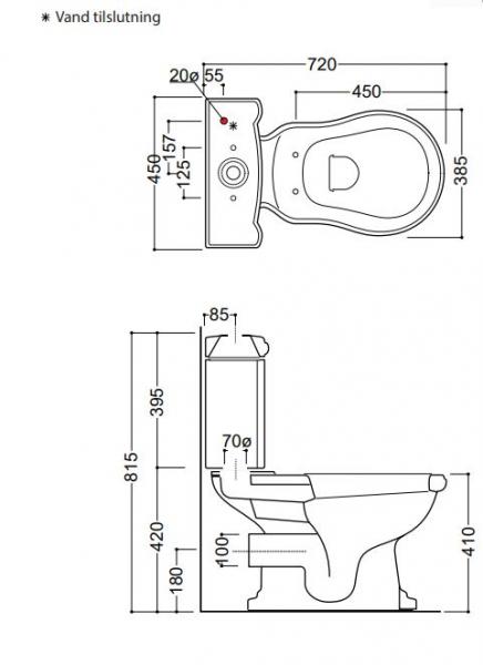 Lavabo Retro Monoblocco gulvstående toilet m/P-lås