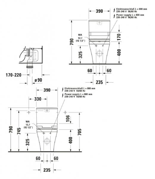 Duravit DuraStyle gulvtoilet m/SensoWash Slim-sæde - Wondergliss