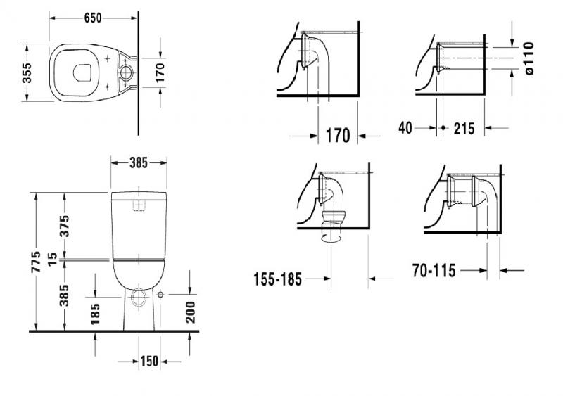 Duravit D-code toilet - Uden cisterne