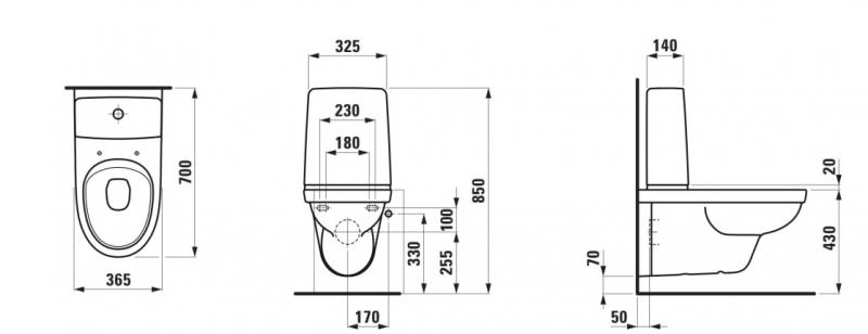 Laufen Kompas RIMless væghængt toilet m/synlig cisterne