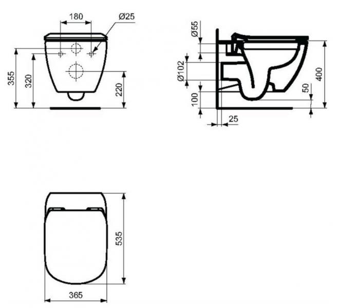 Ideal standard Tesi RIMless væghængt toilet m/softclose sæde