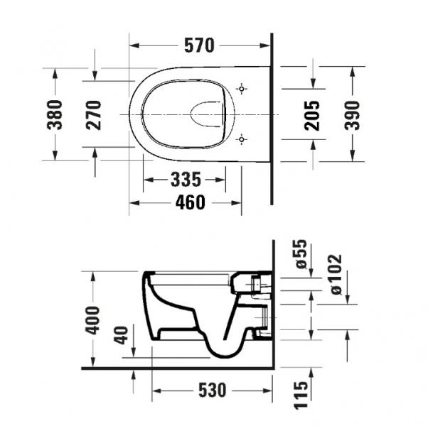 Duravit Qatego Rimless væghængt toilet