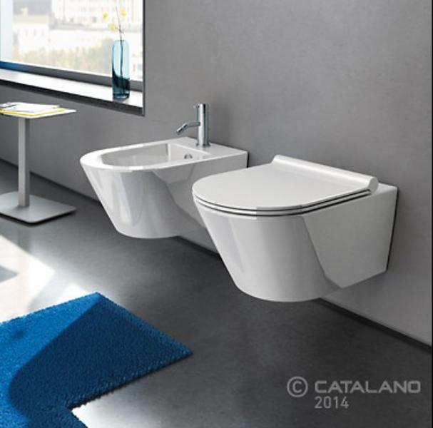 Catalano Zero 55 væghængt toilet m/Newflush, rimless og Cataglaze+