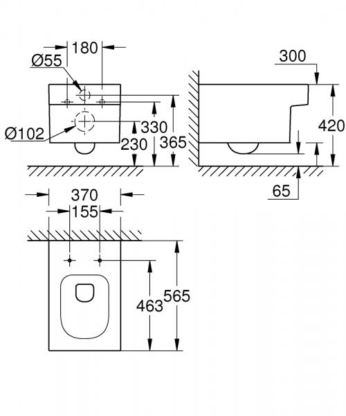 Grohe Cube væghængt toilet m/ rimless og PureGuard