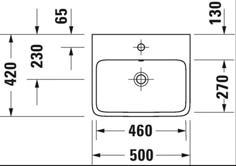 Duravit Qatego 50 håndvask t/væg eller møbel - 1 hanehul