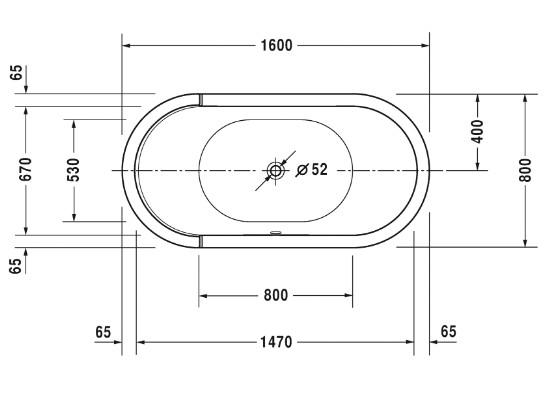 Duravit Starck fritstående badekar - 1600x800mm