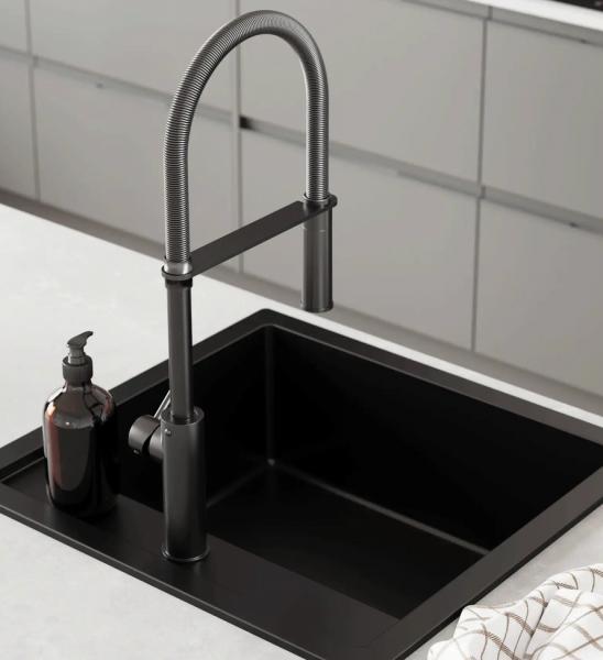 Lavabo Jupiter 50 kompositvask - Antracit-sort/Krom