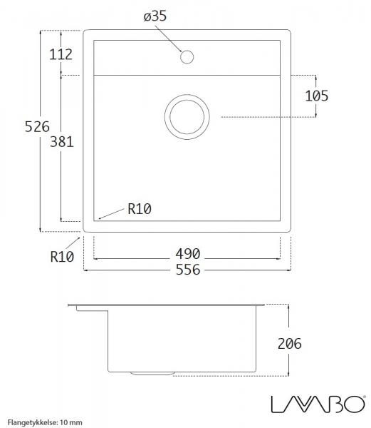 Lavabo Jupiter 60 kompositvask - Antracit-sort/krom