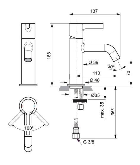 Ideal Standard Joy håndvaskarmatur u/bundventil - Krom