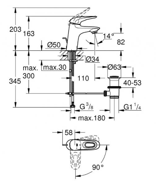 Grohe Eurostyle 2015 håndvaskarmatur - Krom