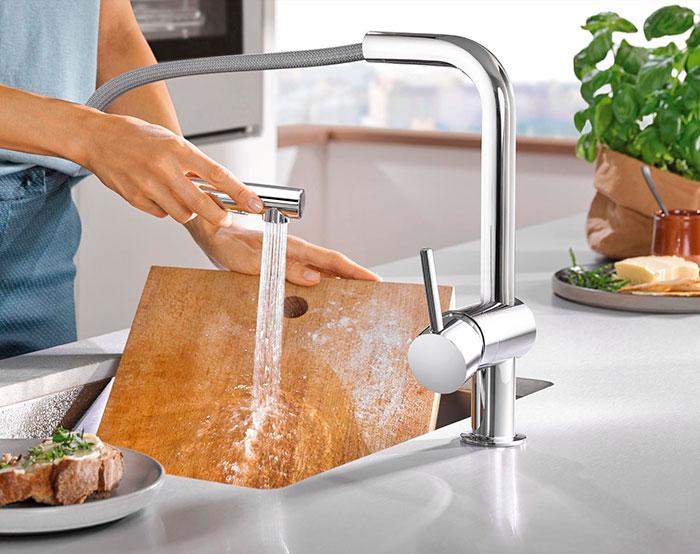 Grohe Minta køkkenarmatur m/udtræk og L-tud - Krom