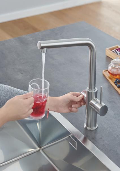 Grohe Red II Duo køkkenbatteri m/3L vandvarmer og L-tud - Krom