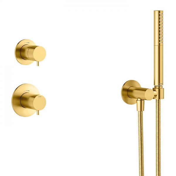 Damixa Iris DS 1 brusesystem til indbygning - B&oslash;rstet messing