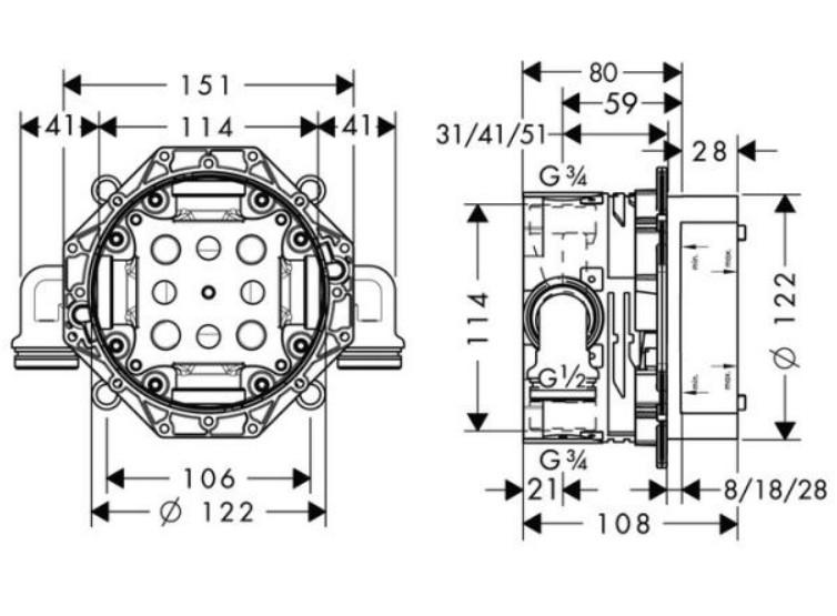 Hansgrohe Ecostat Round komplet brusesystem til indbygning - Mat sort - Loft