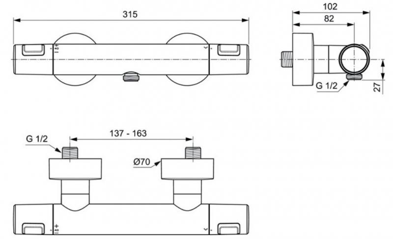 Ideal Standard komplet brusesystem - Mat sort