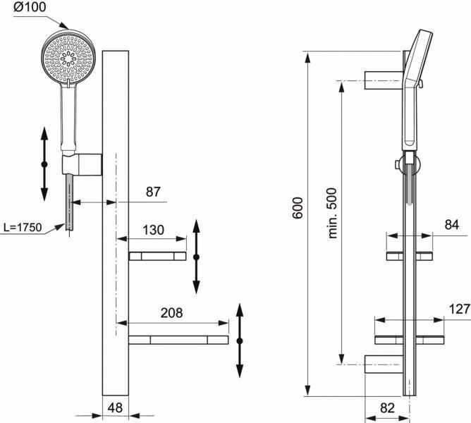 Ideal Standard Alu+ komplet brusesystem m/håndbruser - Silver