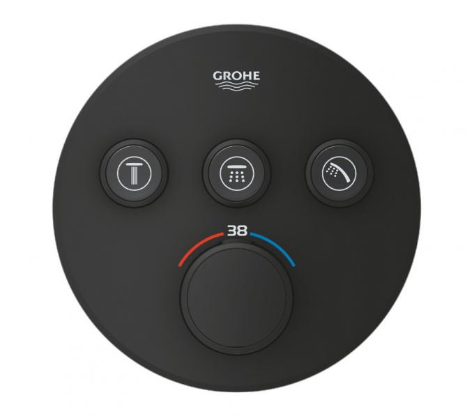 Grohe Grohtherm SmartControl indbygningsarmatur m/3 udtag - Mat sort