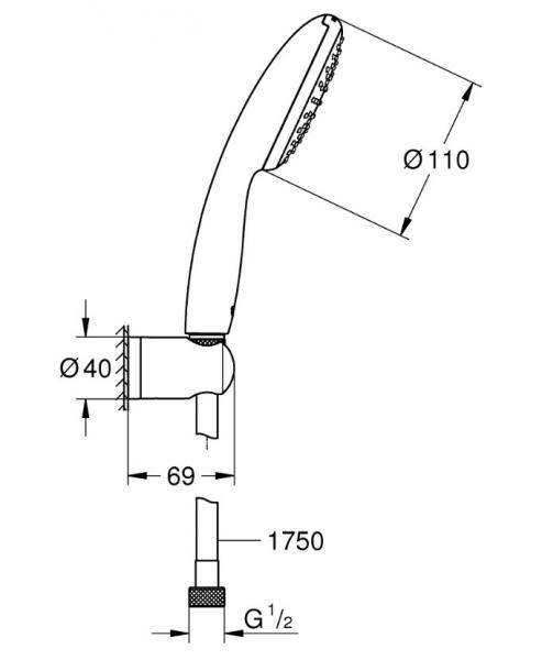 Grohe Vitalio Start 110 håndbrusersæt - 1 spray