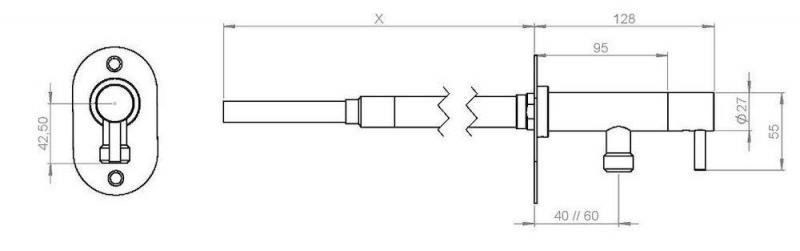 EQI Wall posteventil 120-220/15 mm tilslutning - Kobber