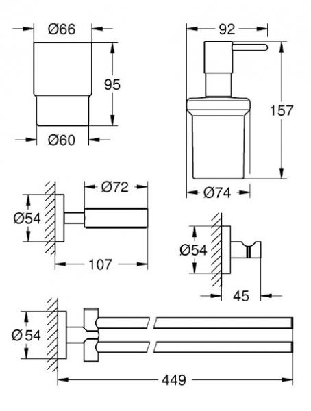 Grohe Essentials tilbehørssæt 4 i 1 - Krom