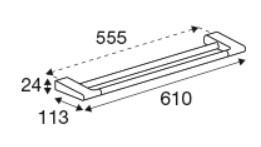 Pressalit Style dobbelt håndklædestang 610 mm - Krom