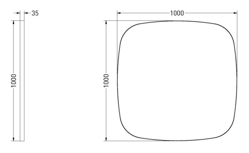 Sanibell Ink SP29 superellipse spejl m/ramme 100 x 100 cm - Mat hvid