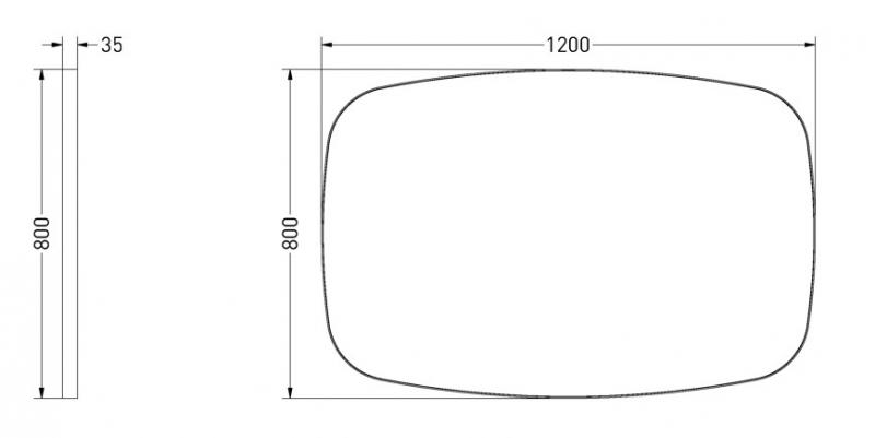 Sanibell Ink SP29 superellipse spejl m/ramme 120 x 80 cm - Mat sort