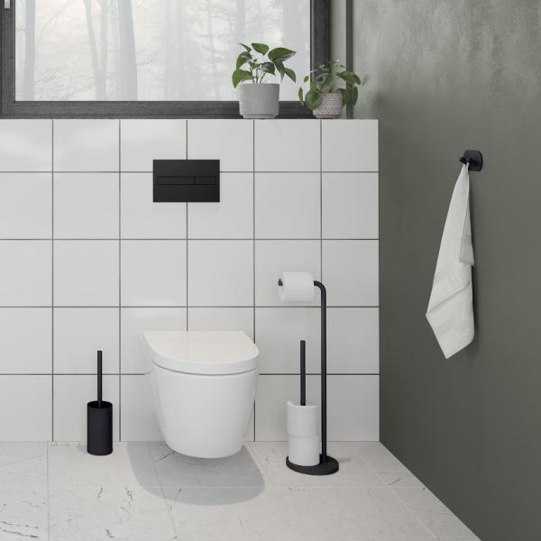 Beslagsboden dobbelt toiletpapirholder t/gulv - Hvid