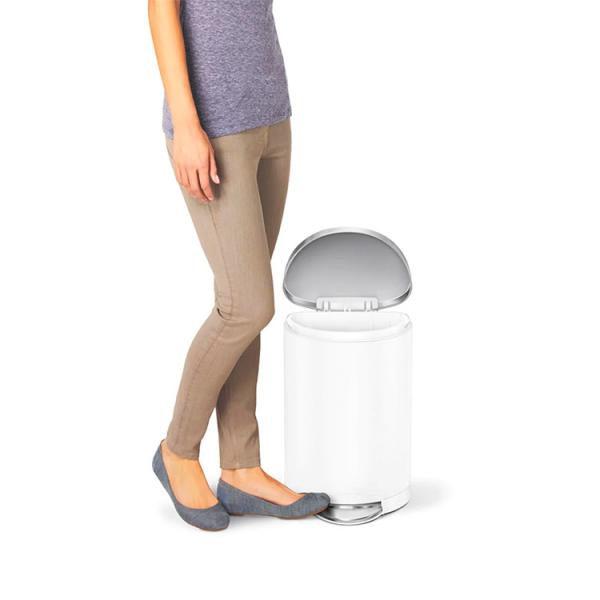 Simplehuman halvrund toiletspand 10L - Hvid/stål