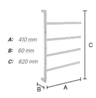 Smedbo Outline Lite 4-armet håndklædestang - Poleret rustfrit stål