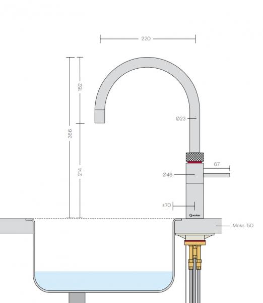 Quooker Fusion Round kogende køkkenarmatur m/3 liters beholder - Krom