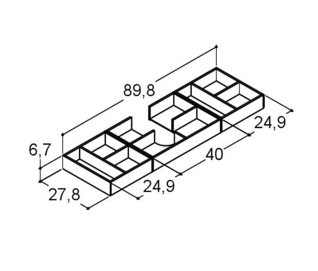 Dansani komplet indretning til skuffe 100 x 44 cm - Eg