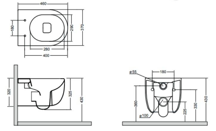 Lavabo Glomp Mat hvid Mini rimless toiletpakke inkl. sæde m/soft-close, cisterne og hvid betjening