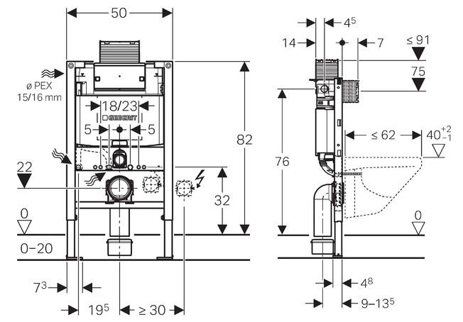 Grohe Bau Rimless toiletpakke inkl. lav cisterne, hvid betjening og sæde m/soft-close