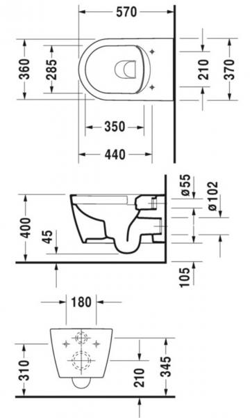 Duravit Me by Starck Rimless m/wondergliss inkl. lav cisterne, hvid betjening og sæde m/soft-close